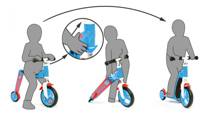 Trotineta copii 1-4 ani, transformabila 2in1, HighwayBaby+ Albastru Rosu, Scoot and Ride [6]