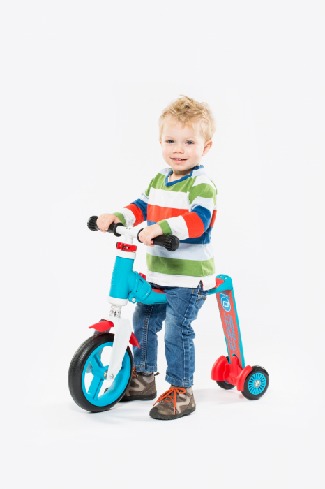 Trotineta copii 1-4 ani, transformabila 2in1, HighwayBaby+ Albastru Rosu, Scoot and Ride [3]