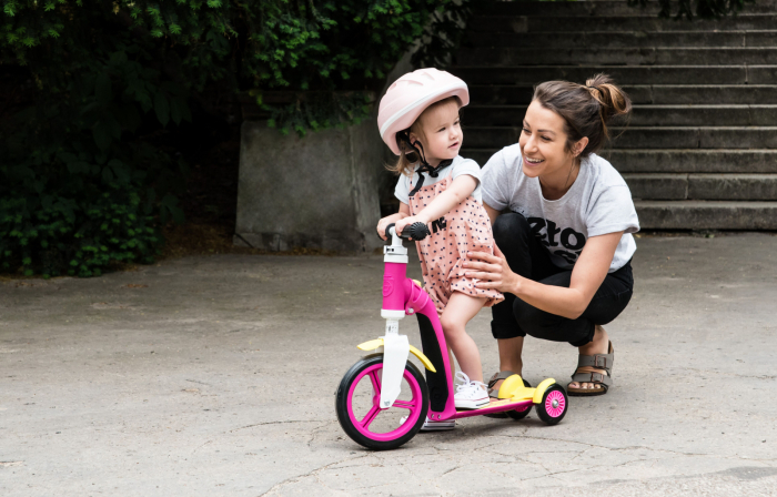 Trotineta copii 1-4 ani, transformabila 2in1, HighwayBaby+ Roz Galben, Scoot and Ride [6]