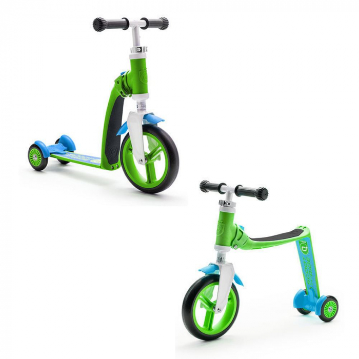 Trotineta copii 1-4 ani, transformabila 2in1, HighwayBaby+ Verde Albastru, Scoot and Ride [2]