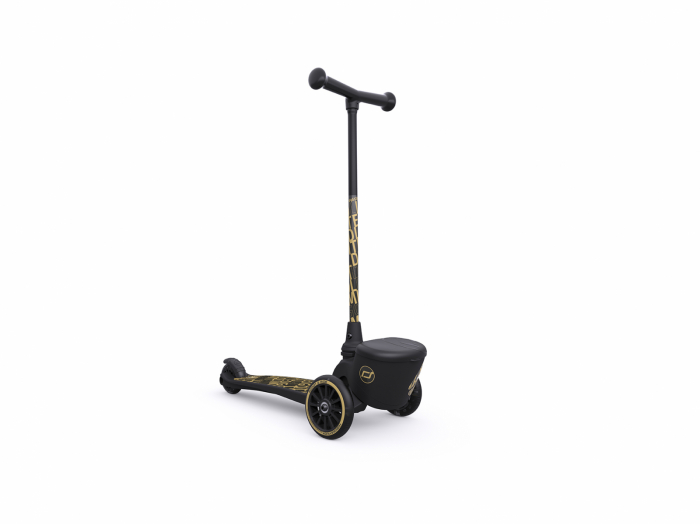 Trotineta copii pliabila cu roti luminoase, suport jucarie, Highwaykick 2 Black Gold Limited, 2 ani +, pana la 50 kg [3]