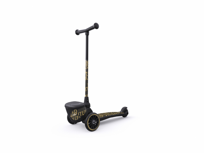Trotineta copii pliabila cu roti luminoase, suport jucarie, Highwaykick 2 Black Gold Limited, 2 ani +, pana la 50 kg [4]