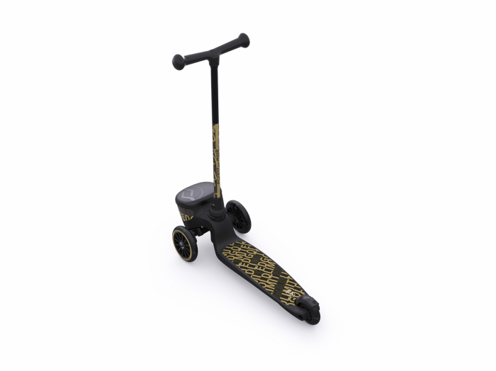 Trotineta copii pliabila cu roti luminoase, suport jucarie, Highwaykick 2 Black Gold Limited, 2 ani +, pana la 50 kg [5]