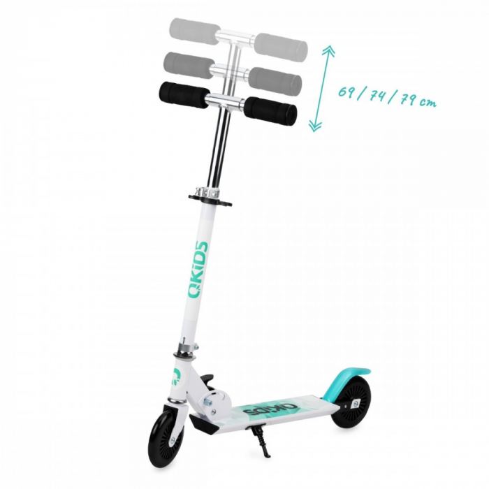 Trotineta copii, QKIDS, FLO Blue, Rulmenti ABEC-9, Roti poliuretan 85A, Ghidon T-shape, Platforma anti-derapanta, Defender brake, Aluminiu [5]