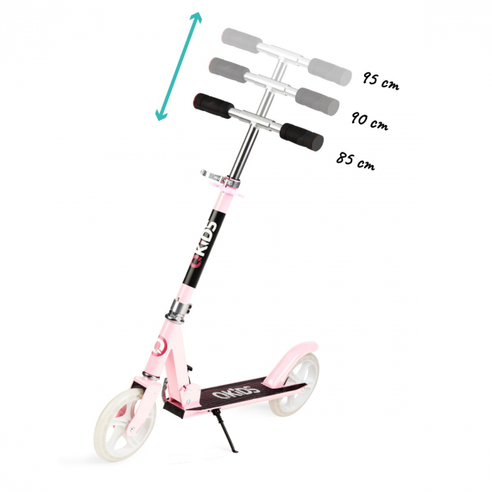 Trotineta freestyle, QKIDS, WEISS Light Pink, Ghidon reglabil pe 3 trepte, Amortizor Easy&Up, Platforma anti-derapanta, Pliabila, Aluminiu [5]