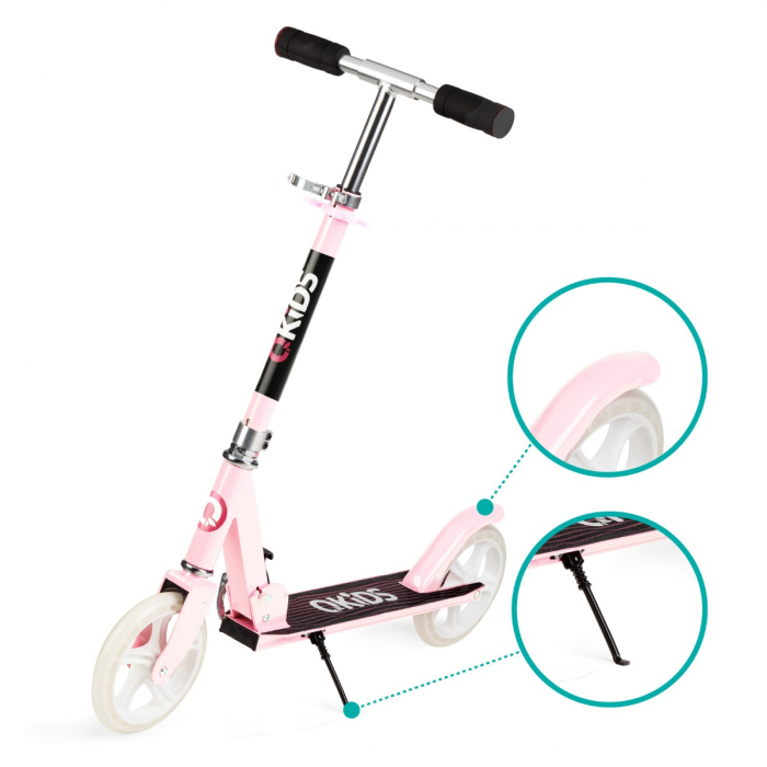 Trotineta freestyle, QKIDS, WEISS Light Pink, Ghidon reglabil pe 3 trepte, Amortizor Easy&Up, Platforma anti-derapanta, Pliabila, Aluminiu [3]