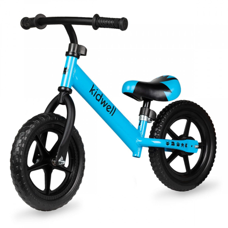Triciclete - Bicicleta de echilibru fara pedale pentru copii, reglabila si roti late Eva de 12", Rebel Blue, Kidwell