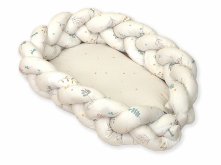 Baby nests - AMY - Baby Nest si Bumper impletit, detasabile, 80 x 50 cm, Airy Bej