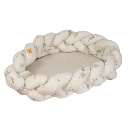 AMY - Baby Nest si Bumper impletit, detasabile, 80 x 50 cm, Airy Bej [1]