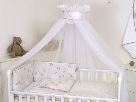 AMY - Lenjerie 3 piese Cu protectie laterala Airy din Bumbac, fata dubla, 120x60 cm, Bej [3]