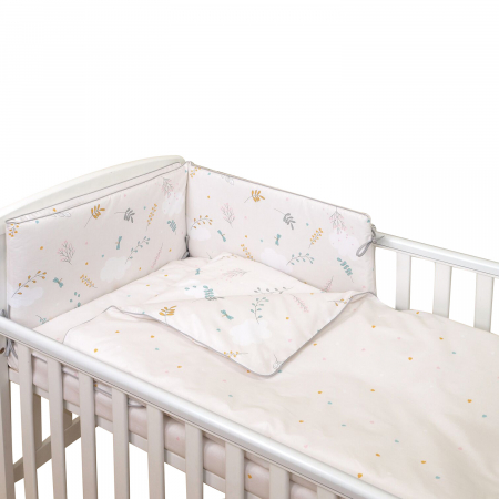 AMY - Lenjerie 3 piese Cu protectie laterala Airy din Bumbac, fata dubla, 120x60 cm, Bej [8]