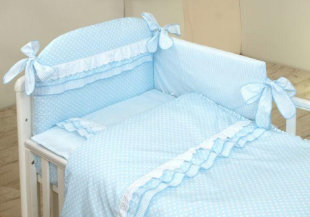 Lenjerie 3 piese Cu protectie laterala Baby Chic din Bumbac, 120x60 cm, Blue [1]