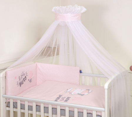 Lenjerie 3 piese Cu protectie laterala Little Hero din Bumbac, 120x60 cm, Roz [1]