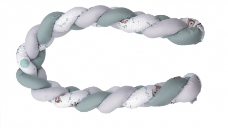 Patuturi bebelusi si copii - Aparatoare laterala pat Bumper impletit, inchidere velcro, Bumbac Caprioara mica, 210X21 cm