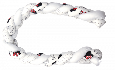 Aparatoare laterala pat Bumper impletit, inchidere velcro, Bumbac Miki, 210X21 cm [2]