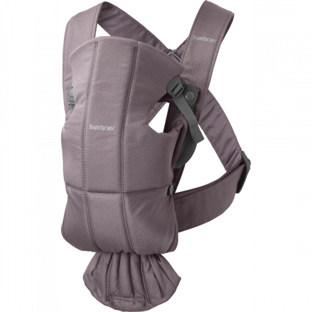 BEBE LA PLIMBARE - BabyBjorn - Marsupiu anatomic Mini, cu multiple pozitii de purtare, Dark Purple, Bumbac