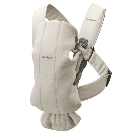 MARSUPII - BabyBjorn - Marsupiu anatomic Mini, cu pozitii multiple de purtare, Light Beige, 3D Jersey