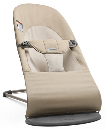 Balansoare bebelusi - Balansoar  BabyBjorn Balance Soft Khaki cu detalii Beige, Bumbac