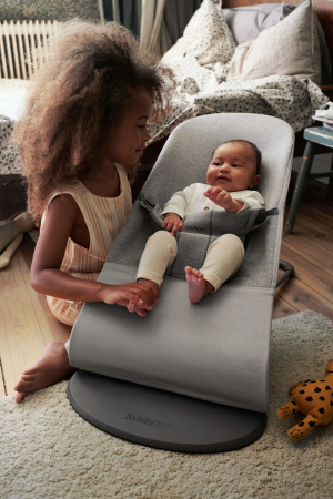 Balansoar BabyBjorn Bliss Light Grey, 3D Jersey, cu bara de jucarii [2]