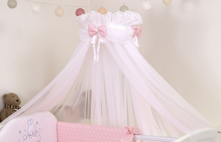 Baldachin din tul, Sky Bunny Roz, Suport de prindere inclus, 600x160 cm [1]
