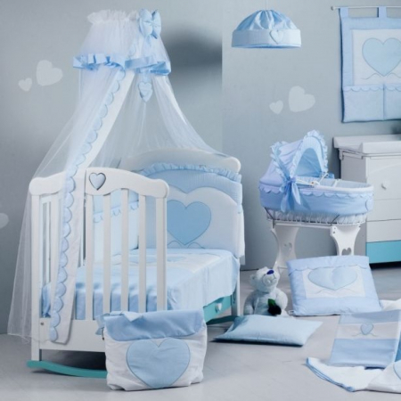 Baldachine - Baldachin patut lemn cu suport de prindere inclus Cuore di Mamma Blue, 620x180 cm