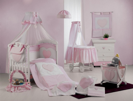 Baldachin patut lemn cu suport de prindere inclus Cuore di Mamma Roz, 620x180 cm [3]