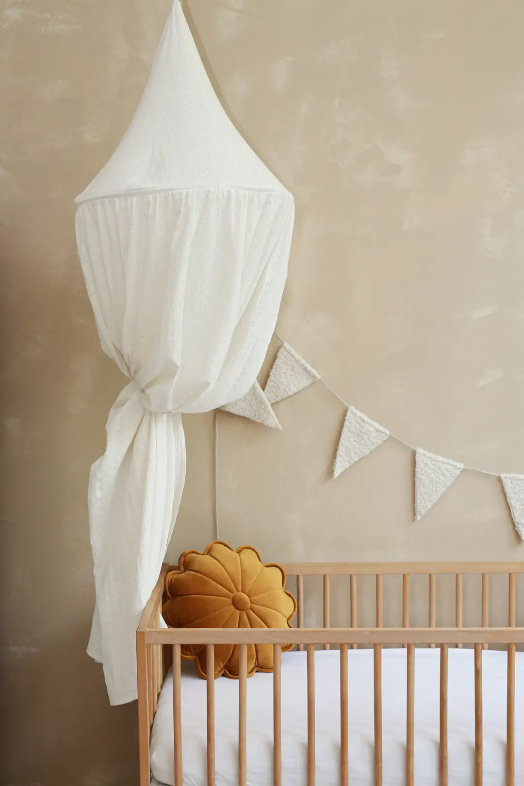 Baldachin suspendat multifunctional, Bumbac Brodat, Alb, 300x50 cm, BabyLy [6]