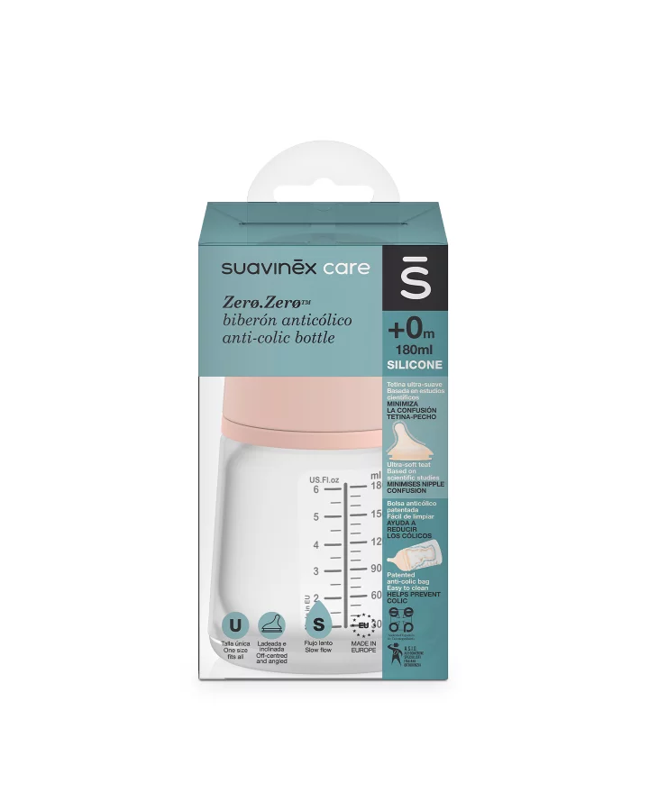 BIBERON  Suavinex ANTICOLICI CU DEBIT LENT 180 ML ZERO.ZERO SUAVINEX de la 0 luni + Suplimentarea alăptării la sân [1]