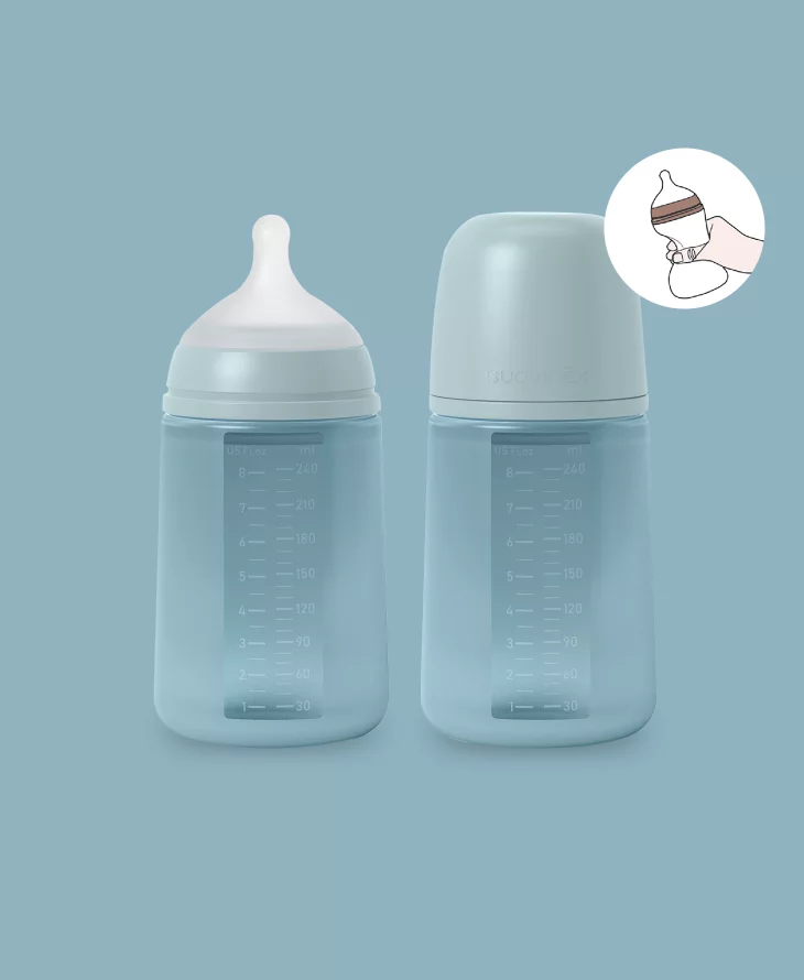 Biberon  Suavinex din silicon 240ml |SX Pro debit mediu|albastru| 3 luni [1]