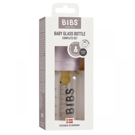 BIBS - Set complet biberon din sticla anticolici, 110 ml, Mauve [1]