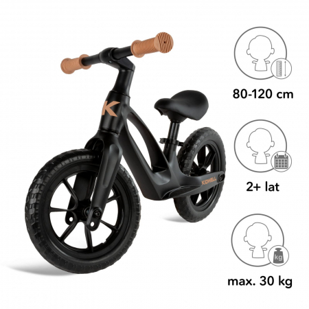 Bicicleta de echilibru fara pedale pentru copii, reglabila si roti Eva, ultra-usoara, Vito Black [6]