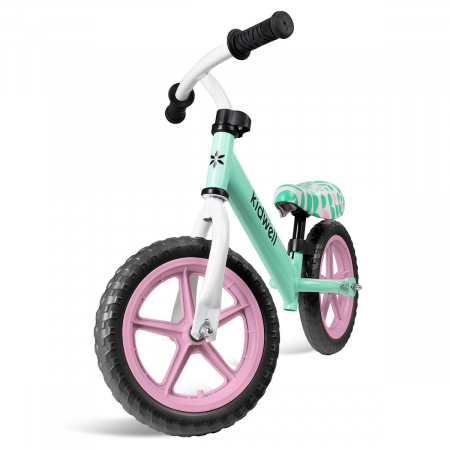 Bicicleta de echilibru fara pedale pentru copii, reglabila si roti late Eva de 12", Rebel Mint, Kidwell [1]