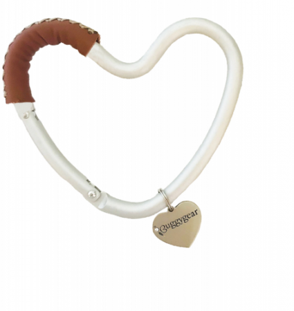 Accesorii carucioare - Buggygear Carlig pentru carucior,inima (argintiu/piele maro)