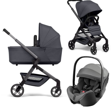 CARUCIOARE DE LA NASTERE CU SCOICA - Cărucior 2 in 1 , compact, Joolz, Hub2  cu landou  Stone Grey