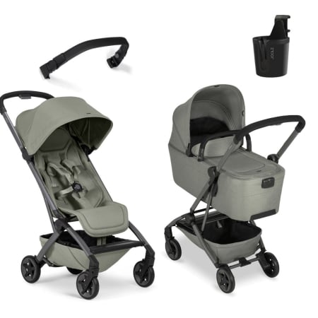 CARUCIOARE DE LA NASTERE - Cărucior 2 in 1 cu landou,bara pliabila si suport de panar,  ultra compact, ușor, Joolz, Aer2 - Sage green