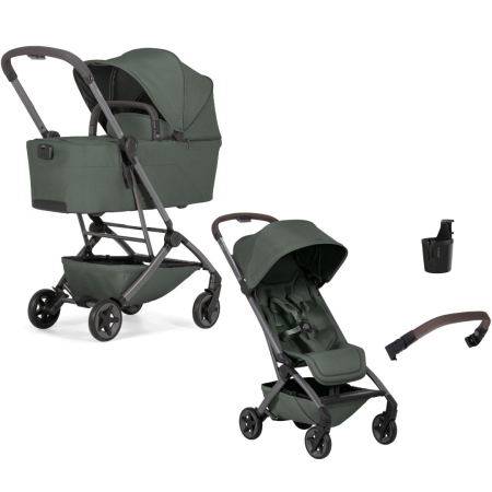 CARUCIOARE DE LA NASTERE - Cărucior 2 in 1 cu landou cu bara pliabila si suport pahar, ultra compact, ușor, Joolz, Aer2 - Forest green