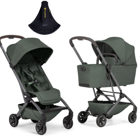 CARUCIOARE DE LA NASTERE - Cărucior 2 in 1 Joolz AER2  cu landou, ultra compact, ușor cu marsupiu wildride  - Forest green
