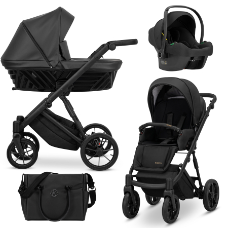 CARUCIOARE DE LA NASTERE CU SCOICA - Carucior 3 in 1 Ivento - Black