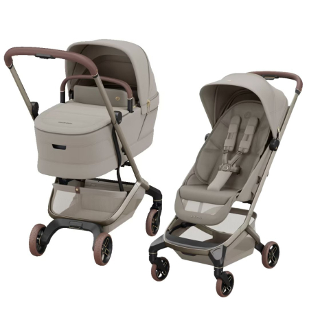 CARUCIOARE - Cărucior 3 în 1 Maxi-Cosi Fame Cabin cu Landou Cabin Cot Sapphire Sand și Scoică Auto Pebble 360 Pro2 i-Size