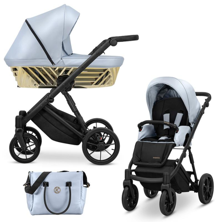 CARUCIOARE - Cărucior Ivento Glam 3 în 1 cu landou Blue- Metalic cu scoica COSMO