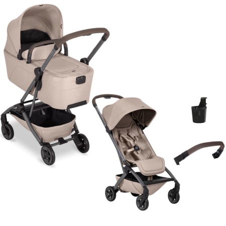 CARUCIOARE DE LA NASTERE - Cărucior 2 in 1 cu landou bara pliabila si suport pahar, ultra compact, ușor, Joolz, Aer2 - Sandy Taupe