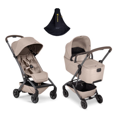 CARUCIOARE DE LA NASTERE - Cărucior Joolz AER2- 2 in 1 cu landou, ultra compact, ușor - Sandy Taupe  + marsupiu pentru toddler, Wildride