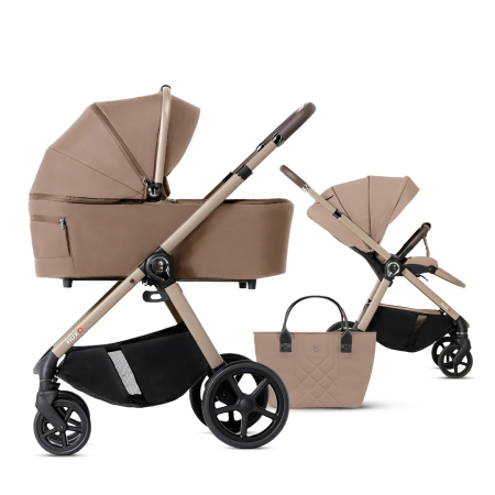 CARUCIOARE DE LA NASTERE - Carucior multifunctional 2 in 1 Flux Beige cu landou