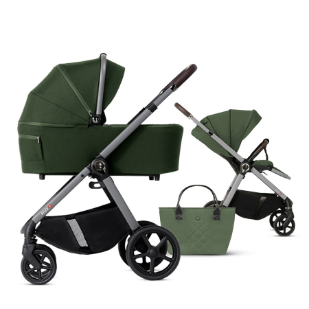 CARUCIOARE DE LA NASTERE - Carucior multifunctional 2 in 1 Flux Green cu landou
