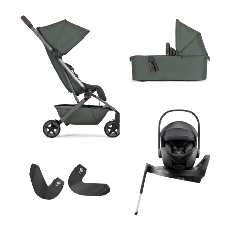 CARUCIOARE DE LA NASTERE CU SCOICA - Cărucior pentru copii, 4  în 1, Joolz, Aer2, Forest green cu landou si scoica Britax Babysafe