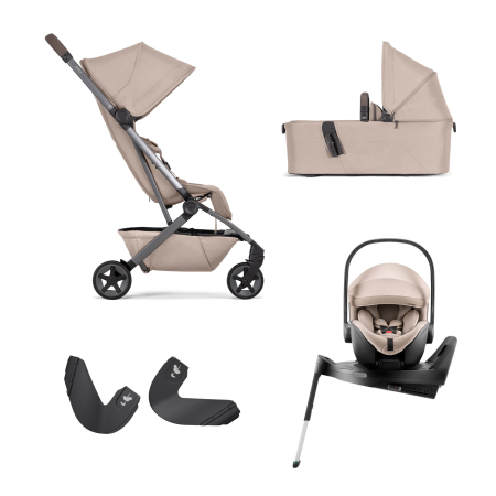 CARUCIOARE DE LA NASTERE - Cărucior pentru copii, 4 în 1, Joolz, Aer2, Sandy taupe cu landou si scoica Britax BabySafe