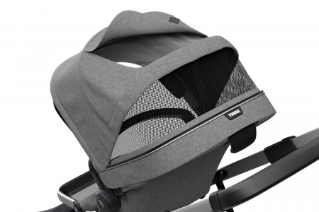 Carucior Thule Sleek + Landou Thule Bassinet Grey Melange [3]