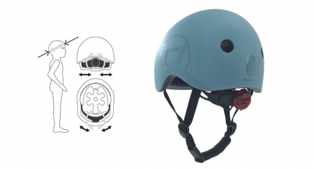 Casca de protectie pentru copii, sistem de reglare magnetic cu led, S-M, 51-55 cm, 3 ani+, Steel, Scoot  Ride [6]