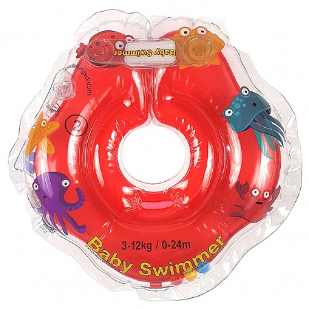 Accesorii baita - Colac de gat pentru bebelusi Babyswimmer Rosu 0-24 luni