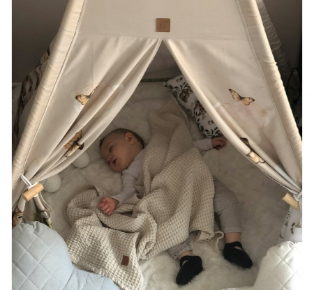 Cort de joaca Boho, saltea impermeabila inclusa, Indian Teepee din Bumbac, BabySteps [5]